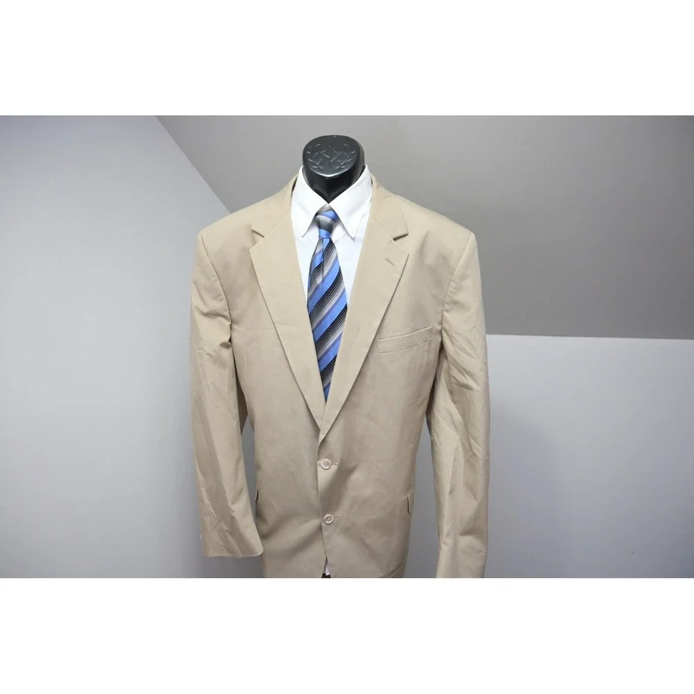 Jos. A. Bank 2 Piece Suit Mens 48XL 40x32 Tan Khaki Cotton Blend Two Button